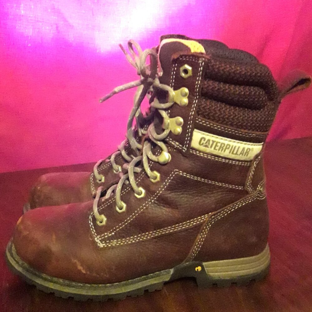 Women's Ladies' Caterpillar Clover 8 inch Steel Toe Work Boots - Size 6.5, Brown